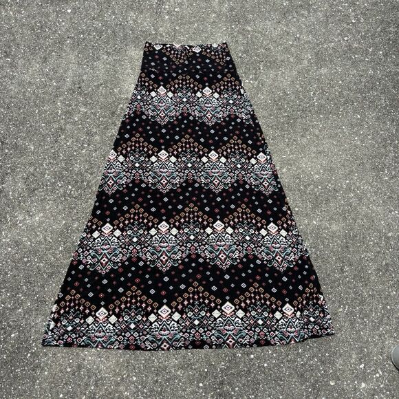Living Doll Women's Skirt Stretch Black Multicolor Size Large - Picture 1 of 4